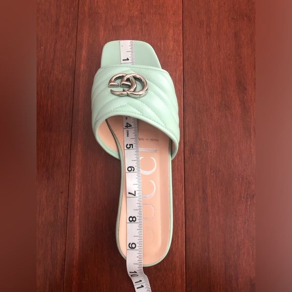 Gucci Marmot GG slide sandals mules . Mint green & Chevron quilted Eu 37 US 7 - Picture 16 of 16